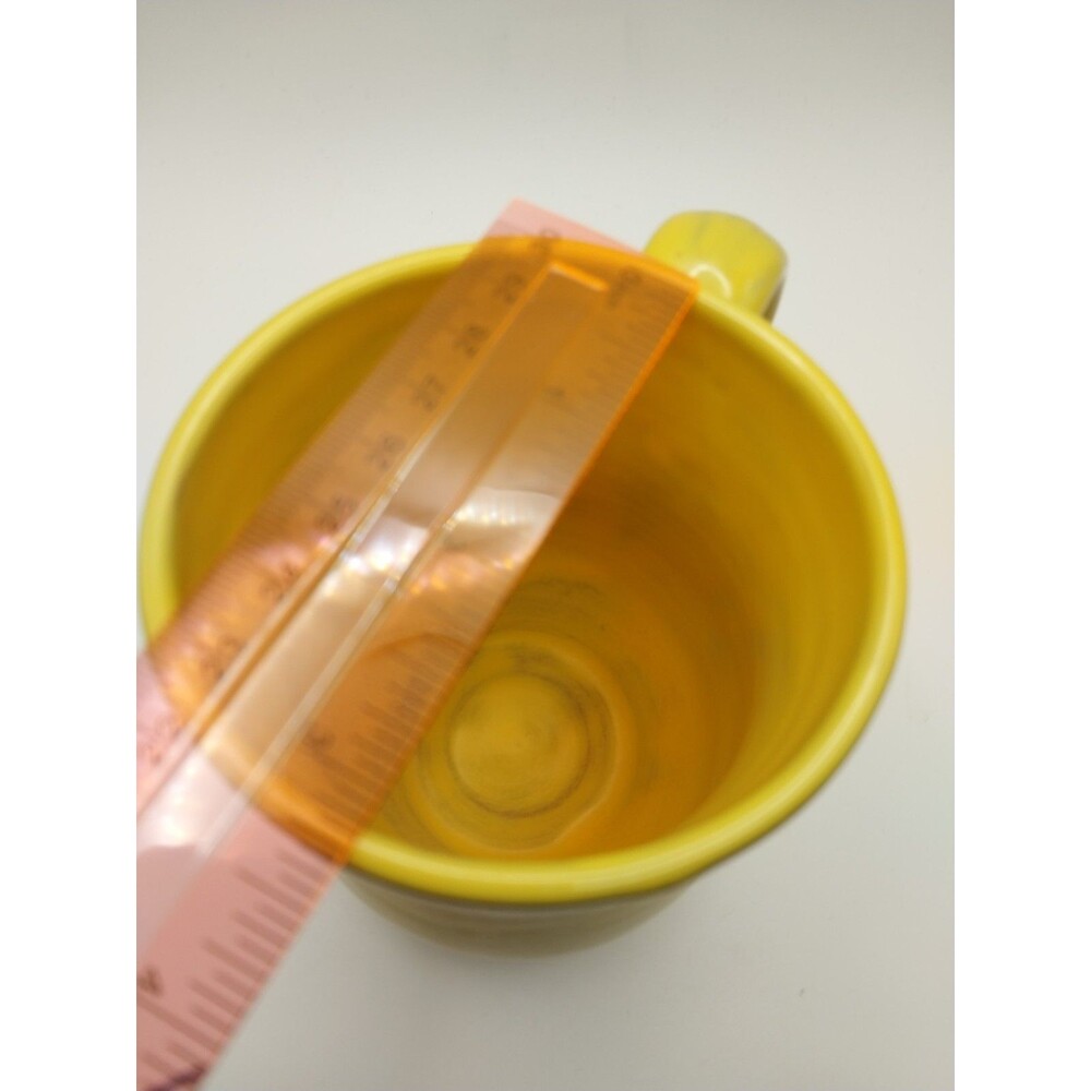 Papillon Marketplace Haiti Hand thrown Ceramic Coffee Mug Yellow Signed Lucifer - Picture 6 of 7